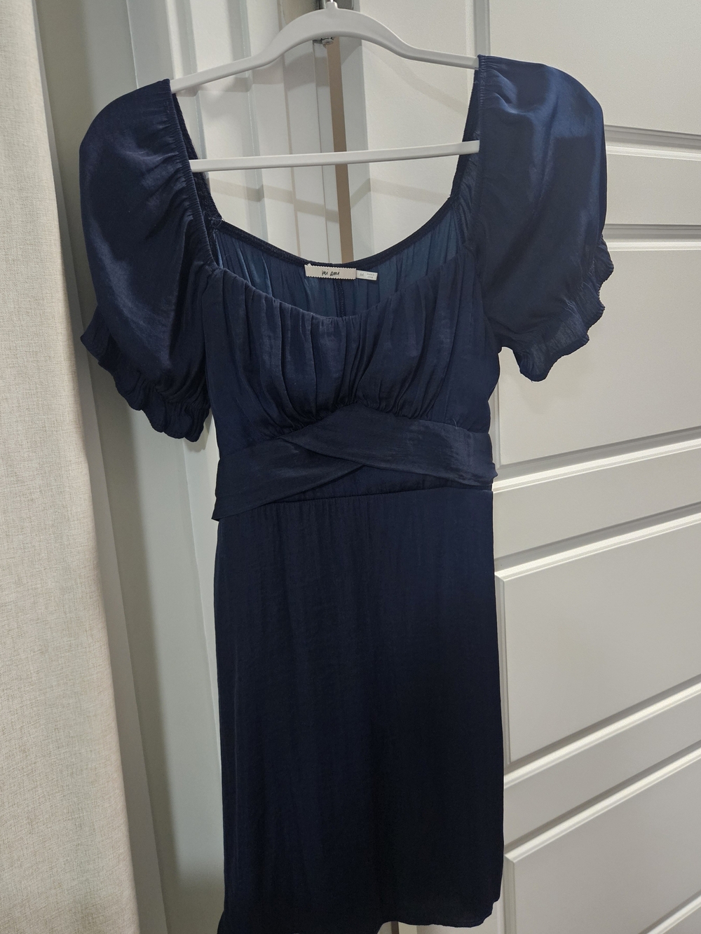 miami for Francesca's Brand Navy Puff-Sleeve Mini Dress